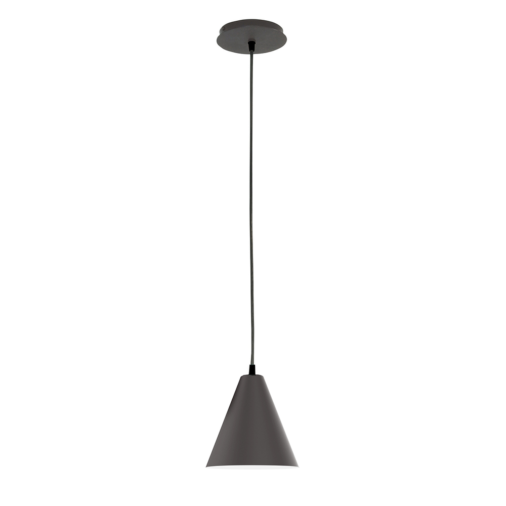 8" Jynx shade, ivory fabric cord with canopy, Bronze Matte