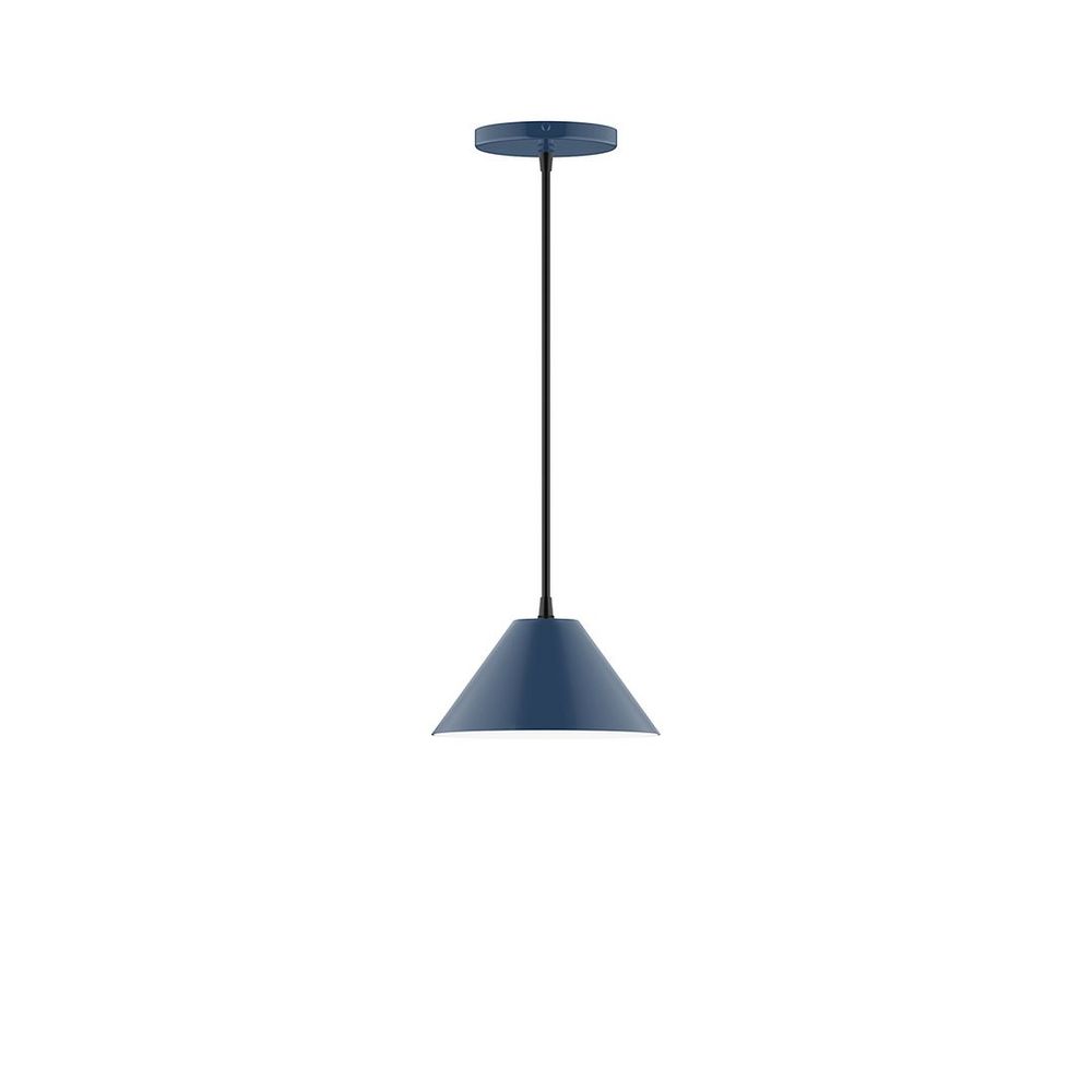 8" Pinnacle Pendant, gray fabric cord with canopy, Navy