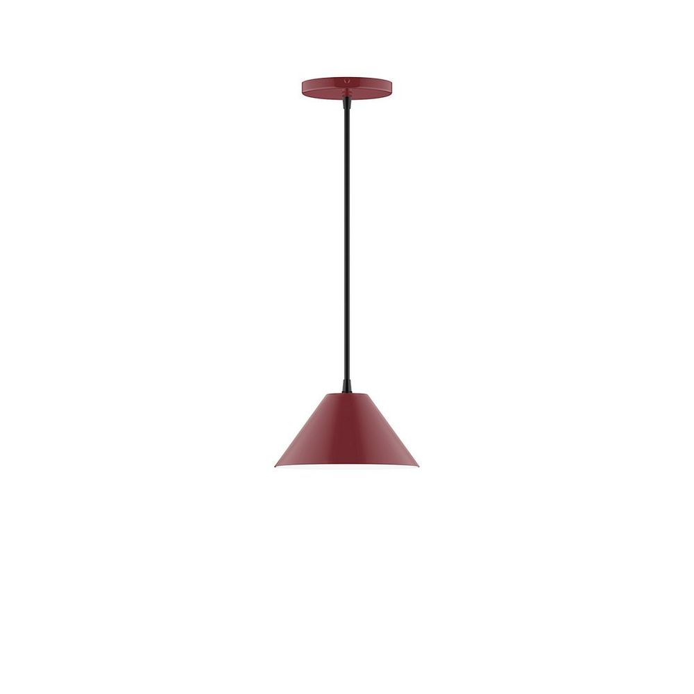 8" Pinnacle LED Pendant, cool tweed fabric cord with canopy, Barn Red