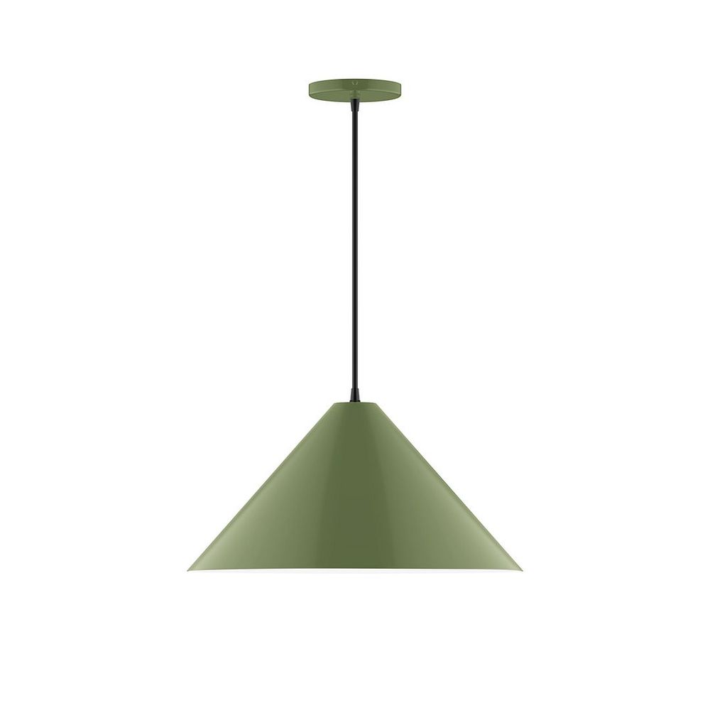 18" Pinnacle Pendant, neutral argyle fabric cord with canopy, Fern Green