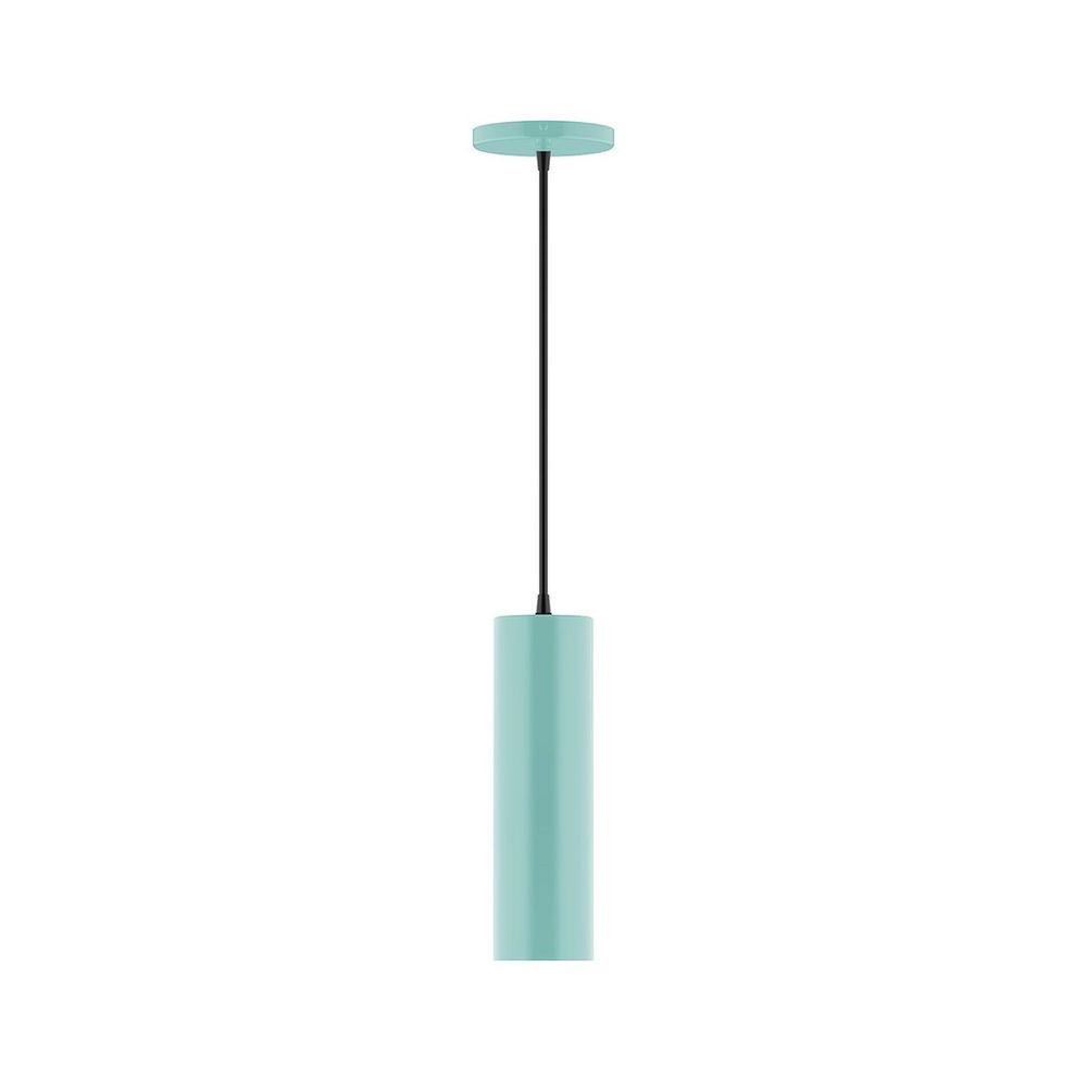 3.5" x 12" Beam LED Pendant, red and white zigzag fabric cord with canopy, Sea Green