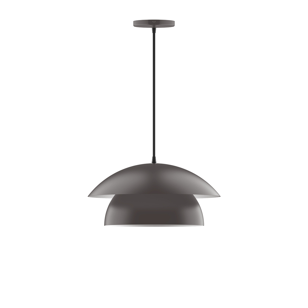 16" Nest Pendant w/ 6 inch white opal glass globe, polished copper fabric cord w/ canopy