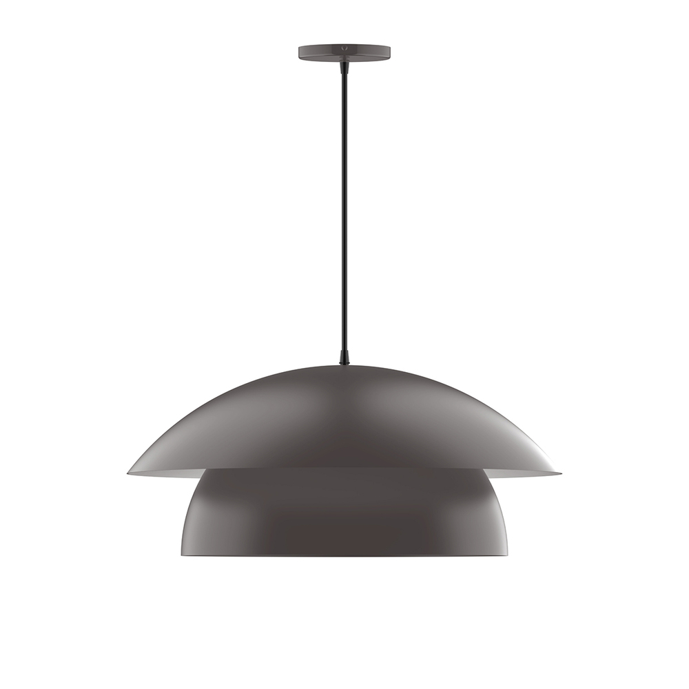 24" Nest Pendant with 6 inch white opal glass globe, white fabric cord with canopy, Bronze Matte