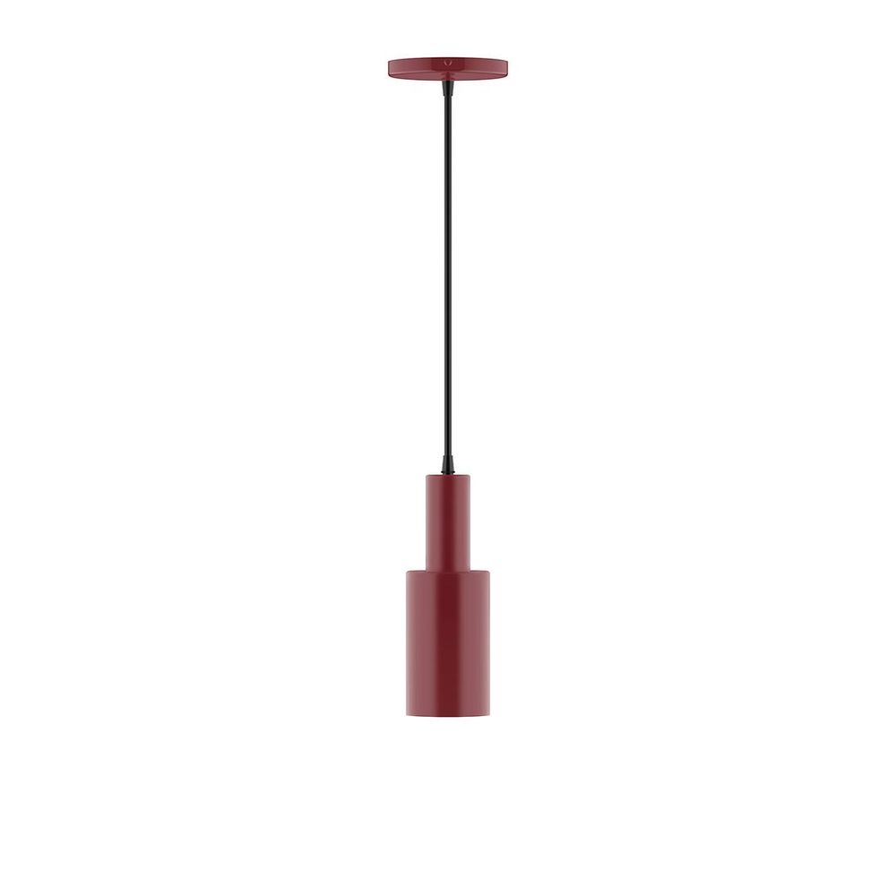 3.5" Spark LED Pendant, neutral argyle fabric cord with canopy, Barn Red
