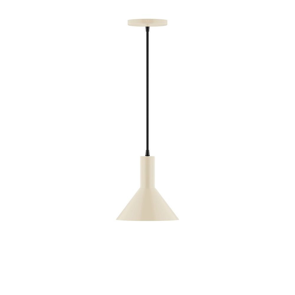 8" Chase LED Pendant, neutral argyle fabric cord with canopy, Cream