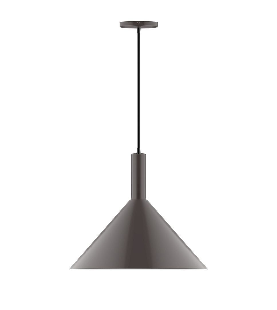 18" Chase Pendant, Gray and Yellow Dot Fabric Cord with canopy, Architectural Bronze