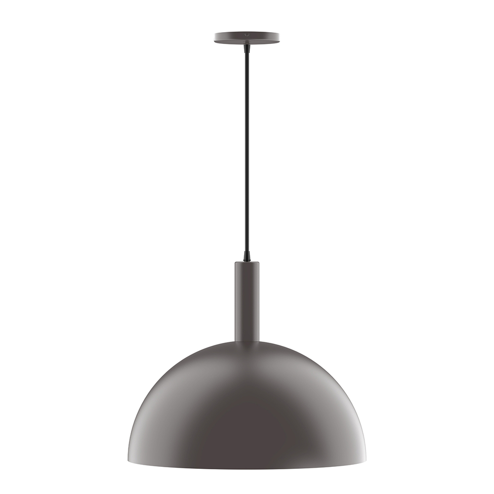 18" Ray Pendant with 6 inch white opal glass globe, cool tweed fabric cord with canopy, Bronze M