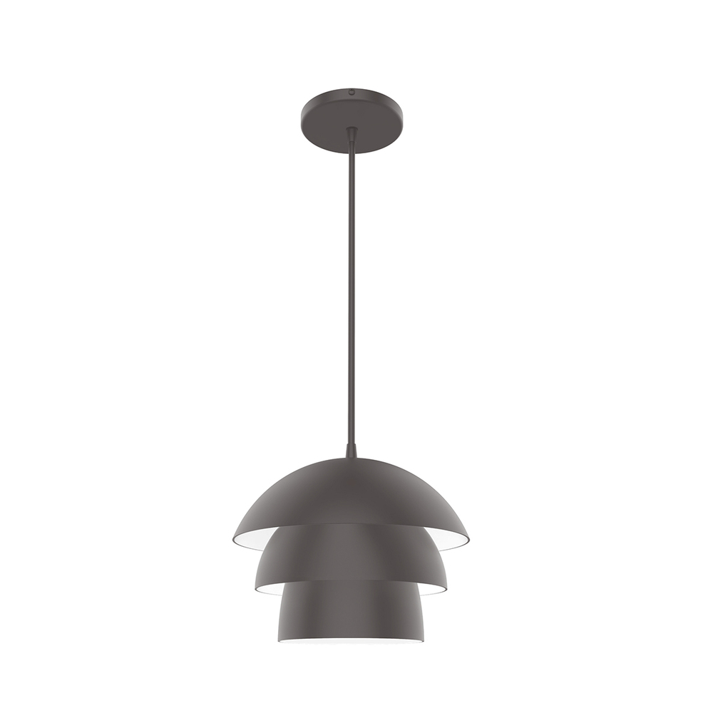 Rosie 10 inch LED Pendant, neutral argyle fabric cord with canopy, Bronze Matte
