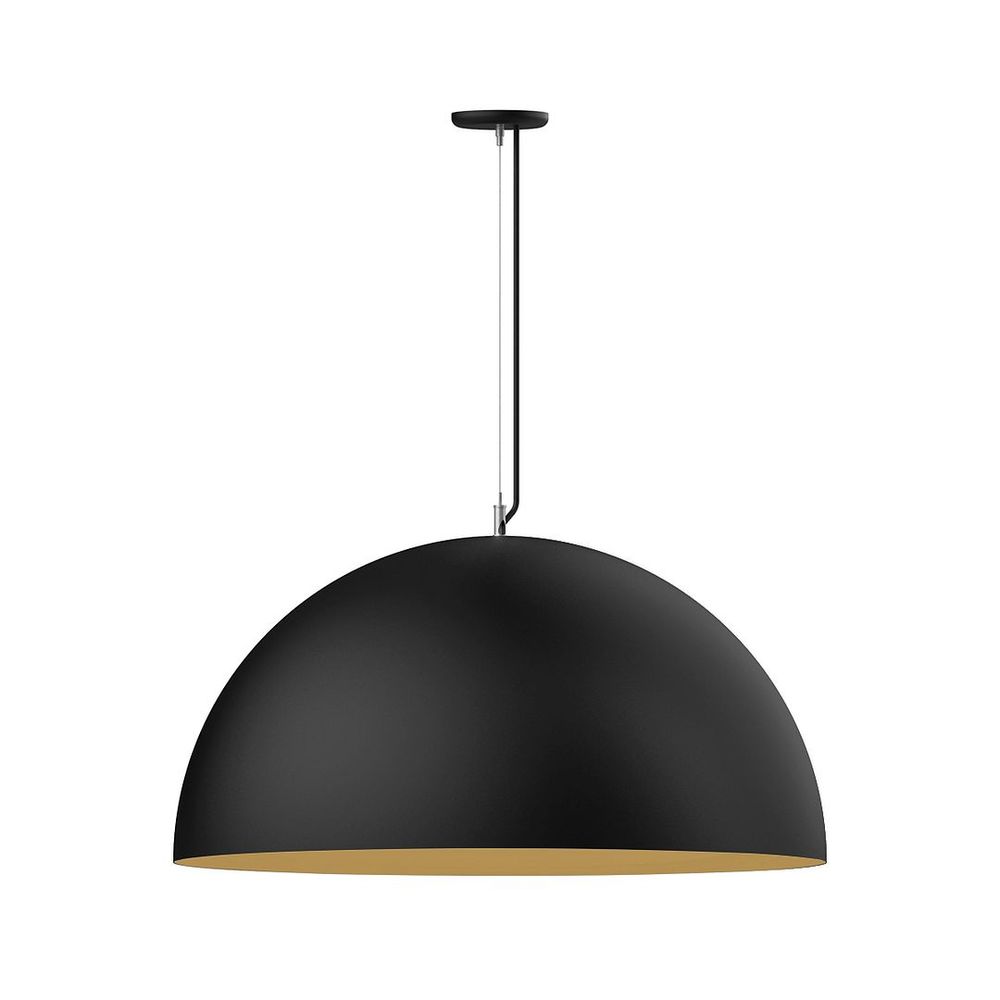 36" XL Choices Shallow Dome Shade, medium base, SS cable, black cord w/ canopy