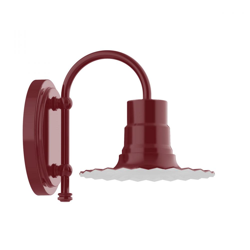 8" Radial shade, wall mount sconce, Barn Red