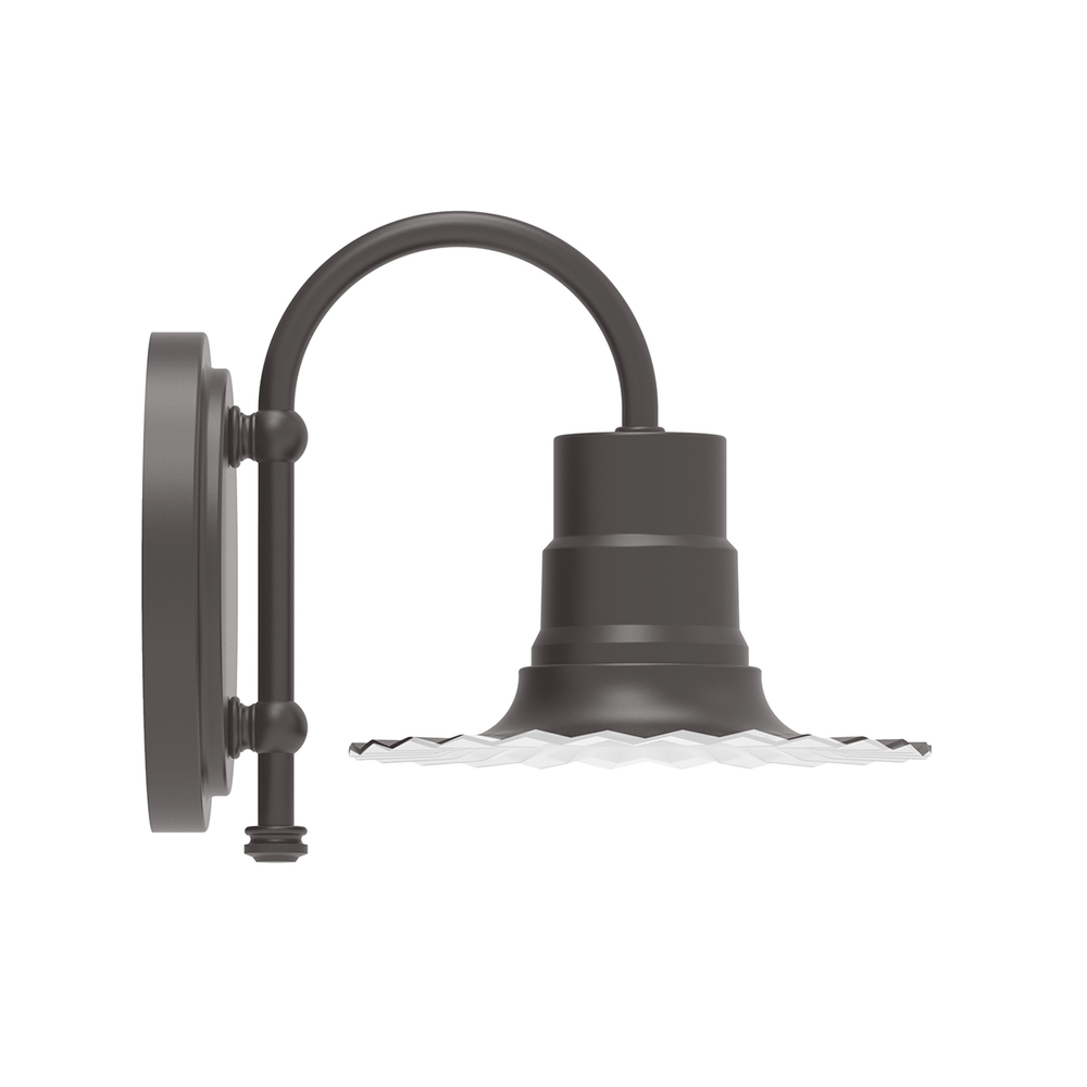 8" Radial shade, wall mount sconce with Frosted Glass and guard, Bronze Matte