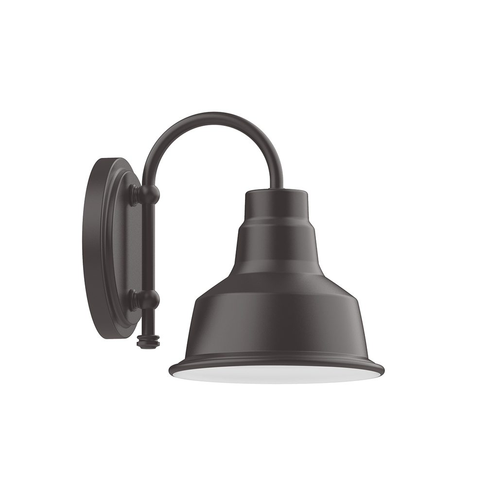8" Warehouse shade, wall mount sconce with wire grill, Bronze Matte