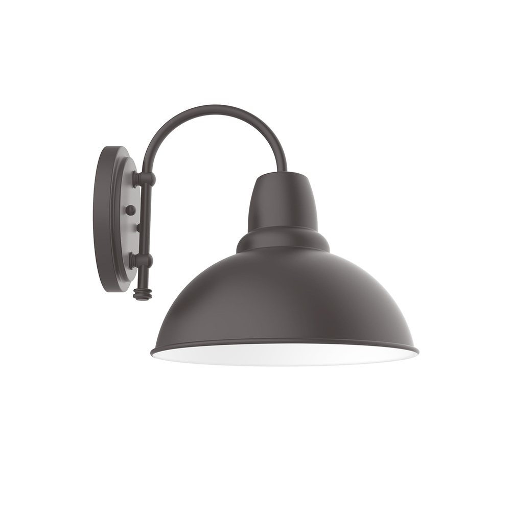 12" Cafe shade, wall mount sconce with wire grill, Bronze Matte