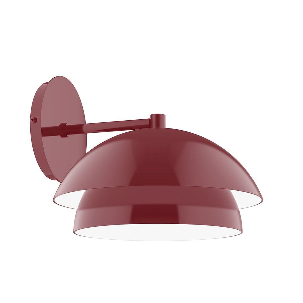 10" Nest Wall Sconce with 6 inch white opal glass globe,, Barn Red