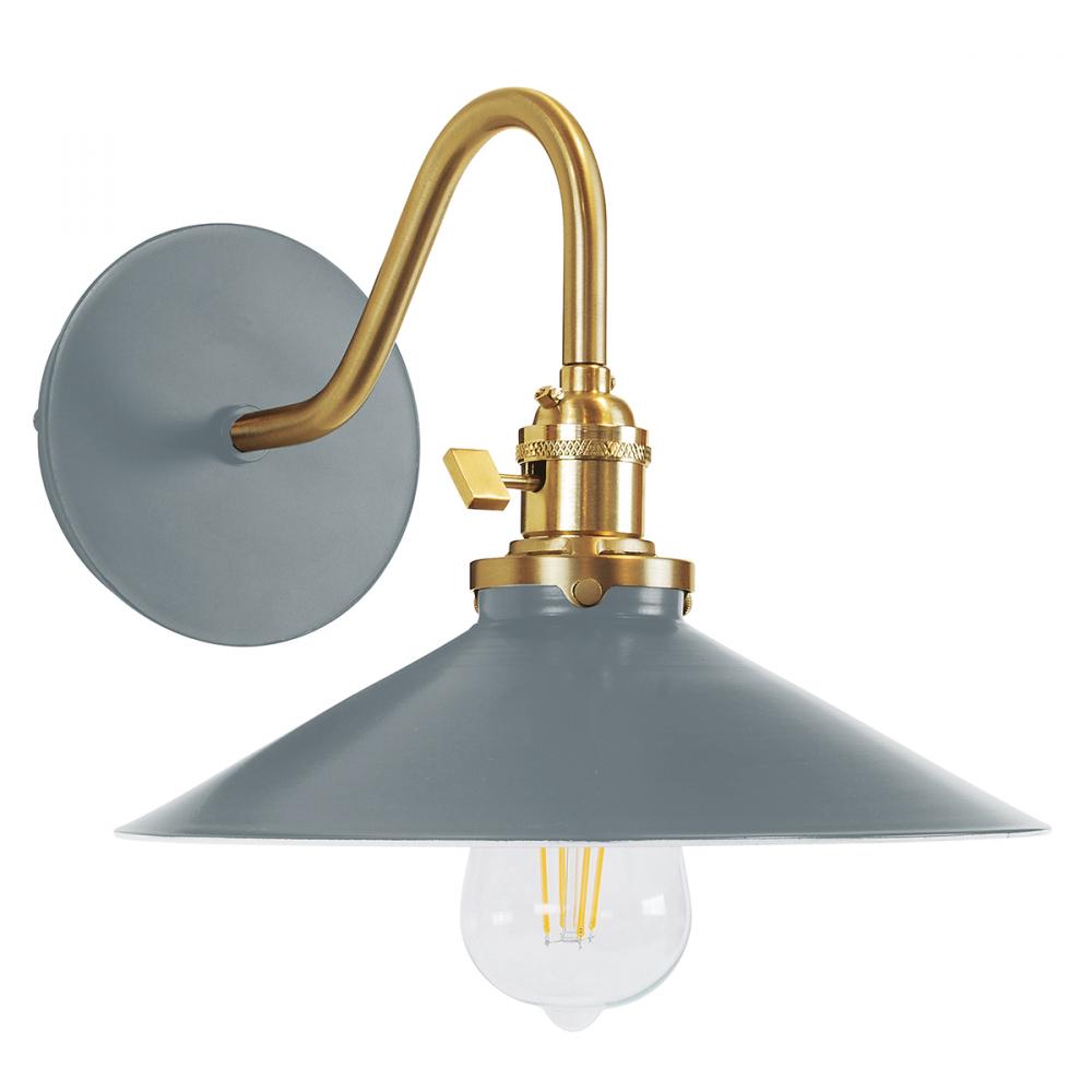 Uno 10" wall sconce,  Slate Gray with Brushed Brass hardware