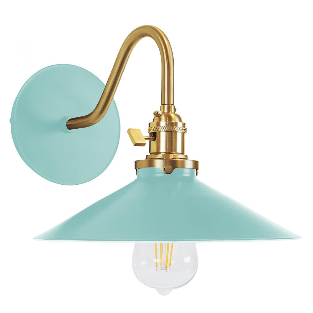 Uno 10" wall sconce,  Sea Green with Brushed Brass hardware