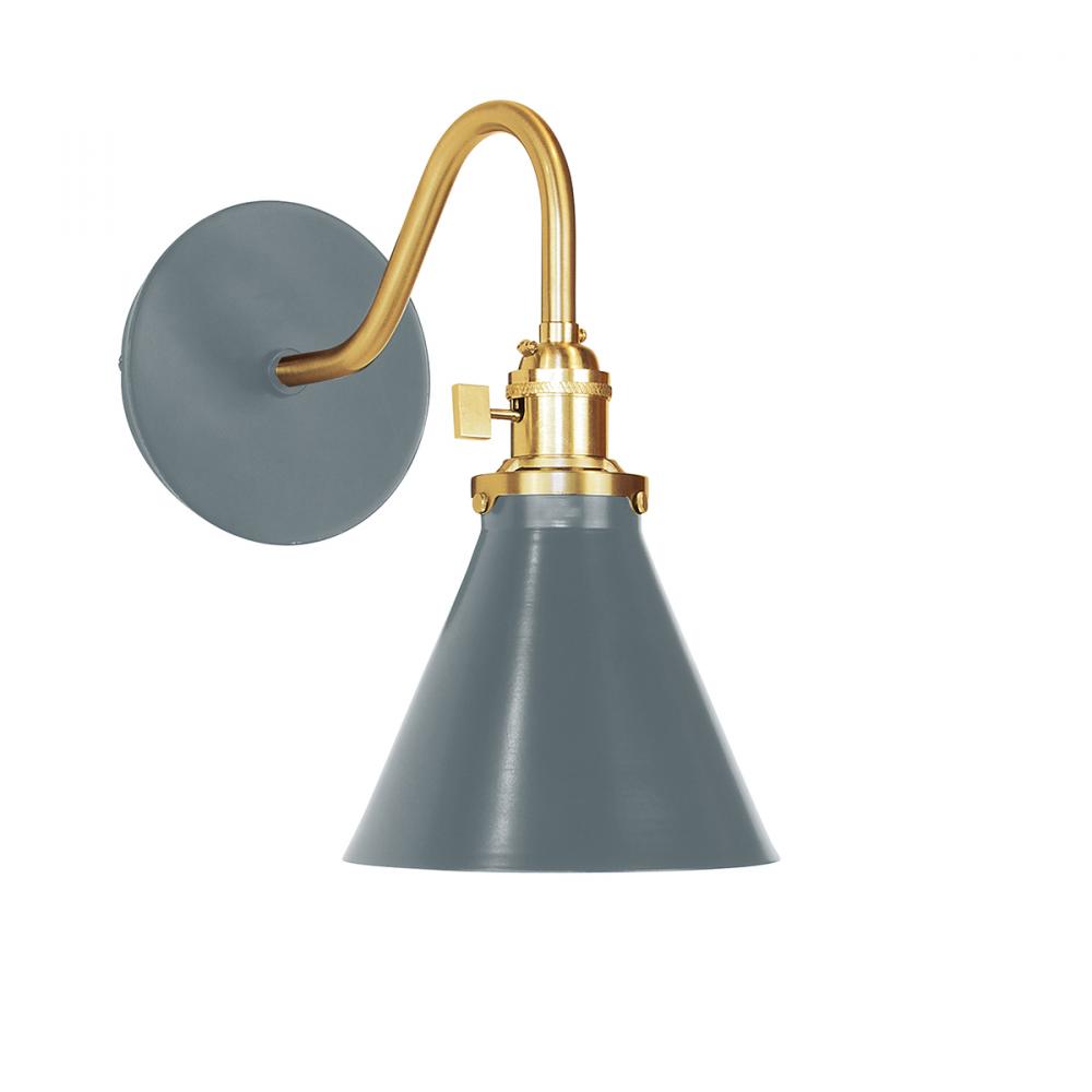 Uno 6" wall sconce,  Slate Gray with Brushed Brass hardware