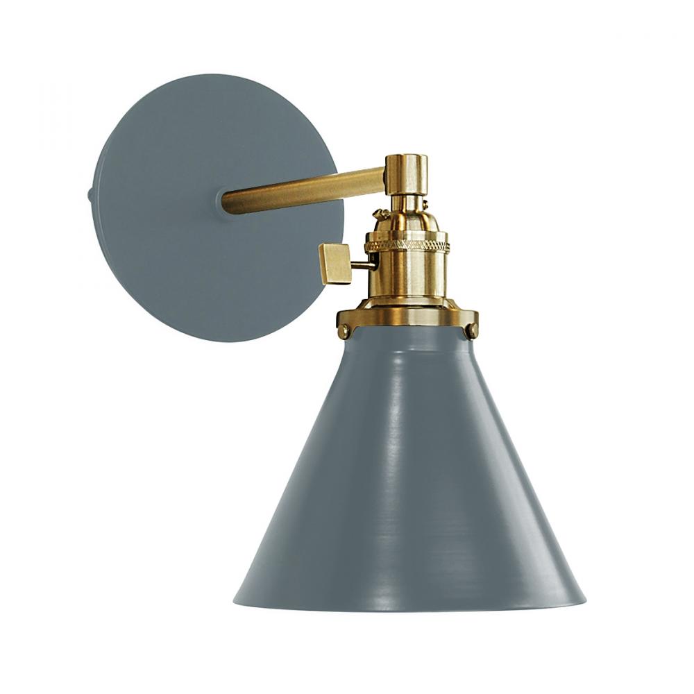Uno 6" wall sconce,  Slate Gray with Brushed Brass hardware