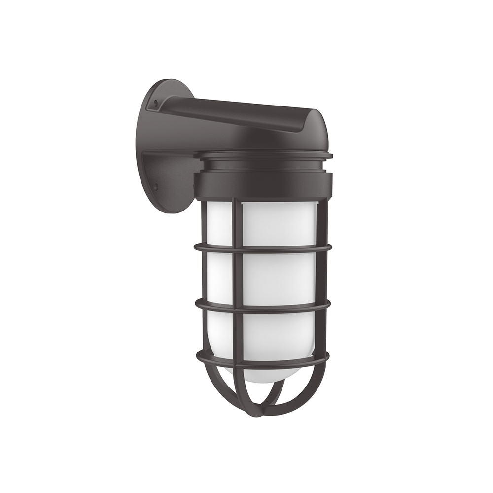 Vaportite wall light with frosted glass and cast guard, Bronze Matte