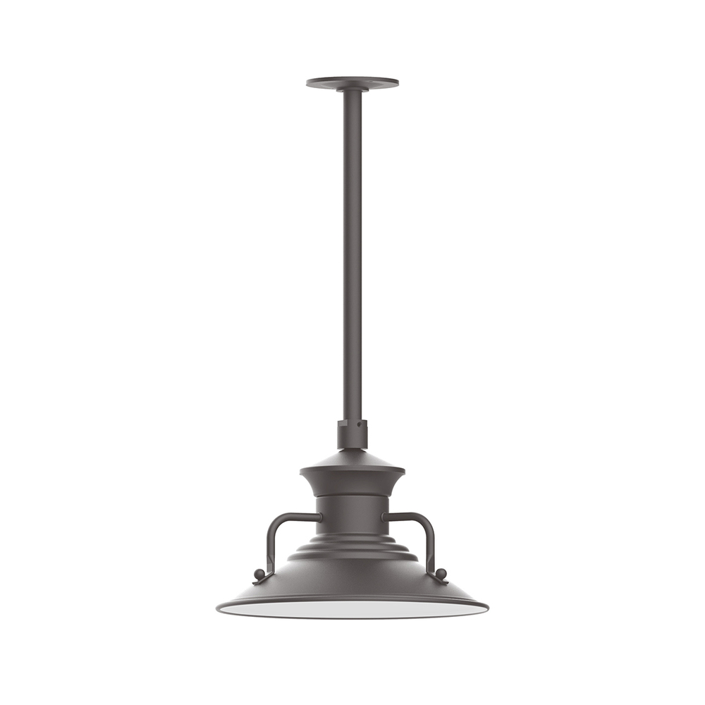 12" Homestead shade, stem mount pendant with Frosted Glass and guard, Bronze Matte