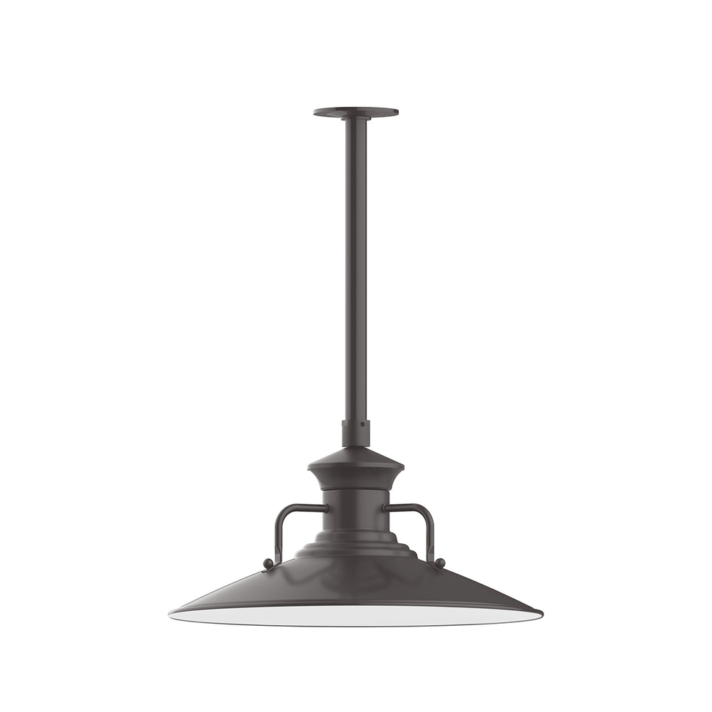 18" Homestead shade, stem mount LED Pendant with canopy, Bronze Matte