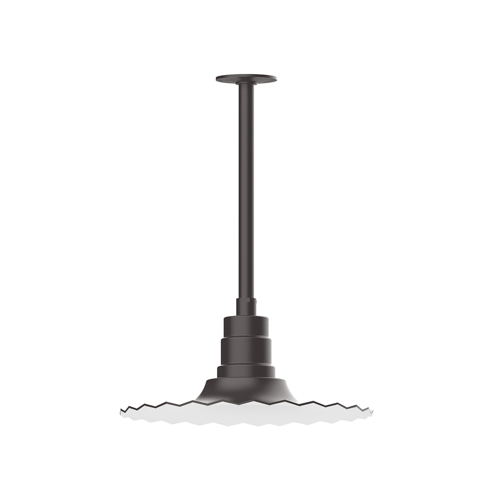 16" Radial shade, stem mount pendant with Frosted Glass and guard, Bronze Matte