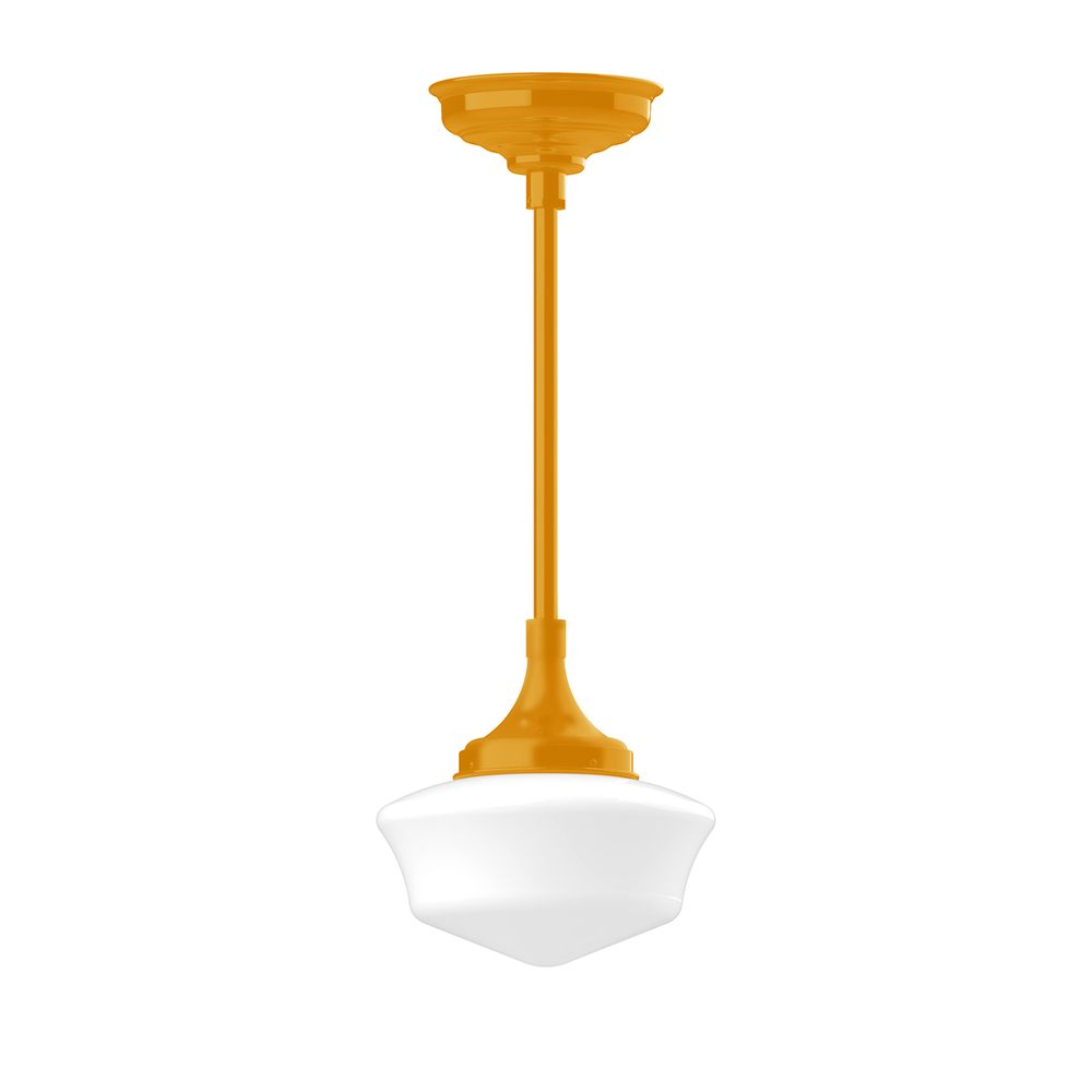 12" Schoolhouse glass, 1/2" x 36" stem and canopy, Bright Yellow