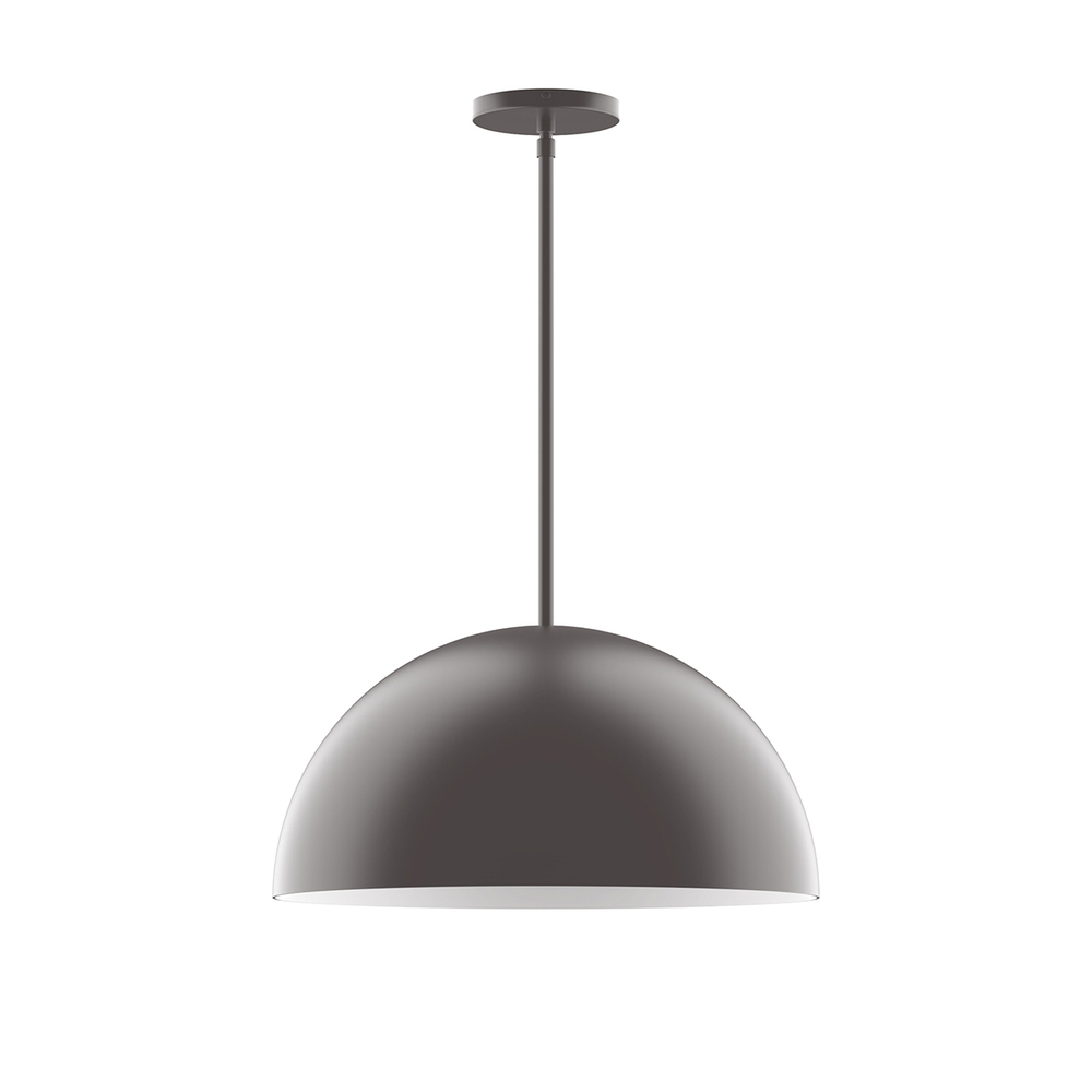 18" Arcade Stem Hung Pendant with 6 inch white opal glass globe, Bronze Matte