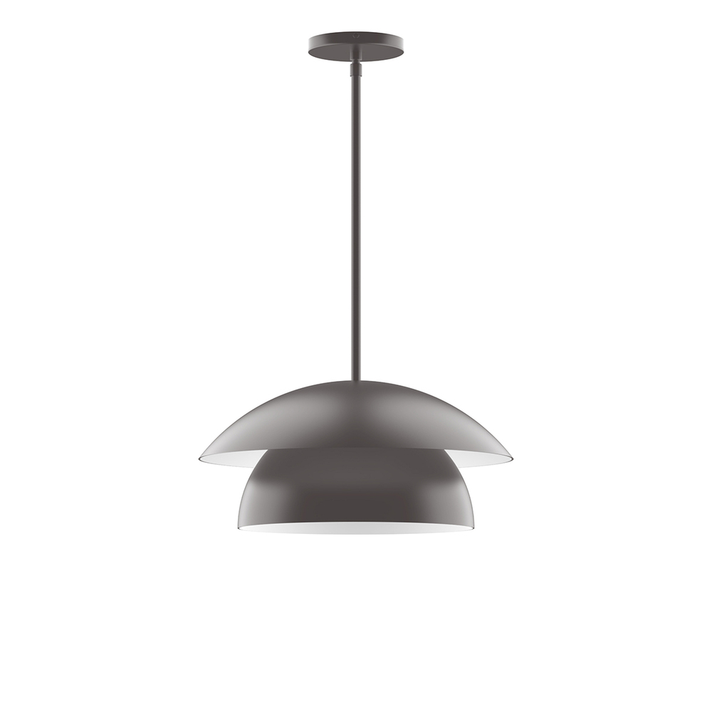 16" Nest Stem Hung Pendant with 6 inch white opal glass globe, Bronze Matte