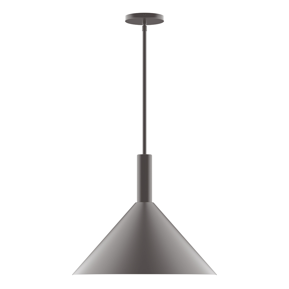 18" Chase Stem Hung Pendant with 6 inch white opal glass globe, Bronze Matte