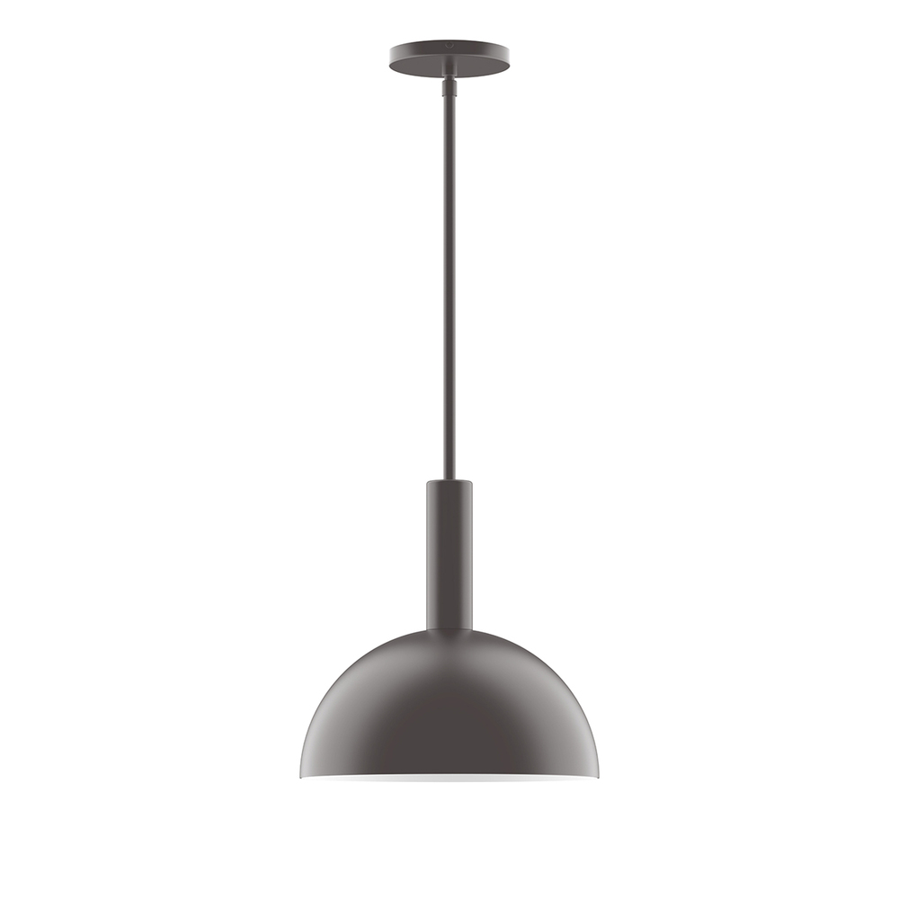 12" Ray Stem Hung Pendant with 6 inch white opal glass globe, Bronze Matte