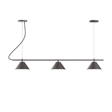 Montclair Light Works CHA421-57-C27-L12 - 3-Light Linear Pinnacle LED Chandelier with Neutral Argyle Fabric Cord, Bronze Matte