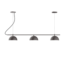 Montclair Light Works CHA431-57-C24-L12 - 3-Light Linear Arcade LED Chandelier with Cool Tweed Fabric Cord, Bronze Matte