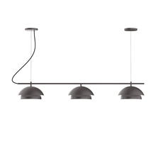 Montclair Light Works CHAX445-57-C20-L12 - 3-Light Linear Nest LED Chandelier with White Fabric Cord, Bronze Matte