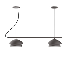 Montclair Light Works CHBX445-57-C26-L12 - 2-Light Linear Nest LED Chandelier with Ivory Fabric Cord, Bronze Matte