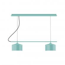 Montclair Light Works CHAX445-48-C21-L12 - 3-Light Linear Axis LED Chandelier with White SJT Cord, Sea Green