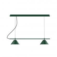 Montclair Light Works CHBX445-42-C21-L12 - 2-Light Linear Axis LED Chandelier with White SJT Cord, Forest Green