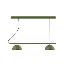 Montclair Light Works CHDX445-22-C21-L12 - 3-Light Linear Axis LED Chandelier with White SJT Cord, Fern Green