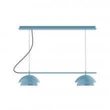Montclair Light Works CHEX445-54-C21-L12 - 2-Light Linear Axis LED Chandelier with White SJT Cord, Light Blue