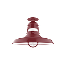 Montclair Light Works FMB070-55-G07 - Liberty 14.5" Flush Mount Light with Frosted Glass in Barn Red