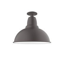 Montclair Light Works FMB107-57-W14-L13 - 14" Cafe LED Flush Mount Light with wire grill in Bronze Matte