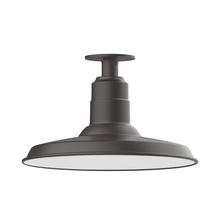 Montclair Light Works FMB183-57-W14-L13 - 14" Warehouse shade, LED Flush Mount ceiling light with wire grill, Bronze Matte