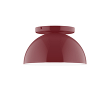 Montclair Light Works FMD431-G15-55 - 8" Arcade Flush Mount with 6 inch white opal glass globe, Barn Red