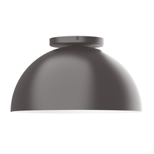 Montclair Light Works FMD432-G15-57 - 12" Arcade Flush Mount with 6 inch white opal glass globe, Bronze Matte