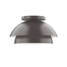 Montclair Light Works FMDX445-G15-57 - 10" Nest Flush Mount with 6 inch white opal glass globe, Bronze Matte
