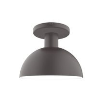 Montclair Light Works FMDX456-G15-57 - 8" Ray Flush Mount with 6 inch white opal glass globe, Bronze Matte