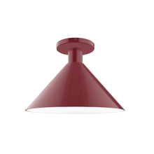 Montclair Light Works FMDX466-G15-55 - 12" Chase Flush Mount with 6 inch white opal glass globe, Barn Red