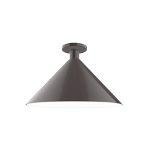 Montclair Light Works FMDX467-G15-51 - 18" Chase Flush Mount with 6 inch white opal glass globe, Architectural Bronze