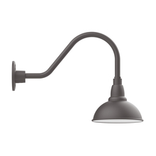 Montclair Light Works GNA105-57-W08-L10 - 8" Cafe shade, LED Gooseneck Wall mount with wire grill, Bronze Matte