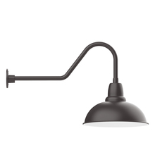 Montclair Light Works GNC108-57-W16-L13 - 16" Cafe shade, LED Gooseneck Wall mount with wire grill, Bronze Matte